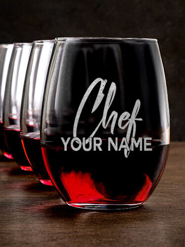 Chef : Stemless Wine Glasses - Engraved