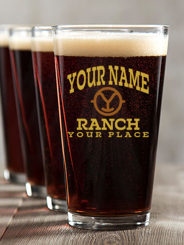 Ranch Monogram : Pint Glasses - Color Printed