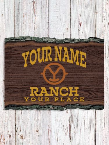 Ranch Monogram : Faux Sliced Log Plaque