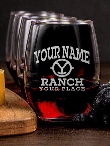 Ranch Monogram : Cheese Board Wine Glass Gift Sets - Engraved