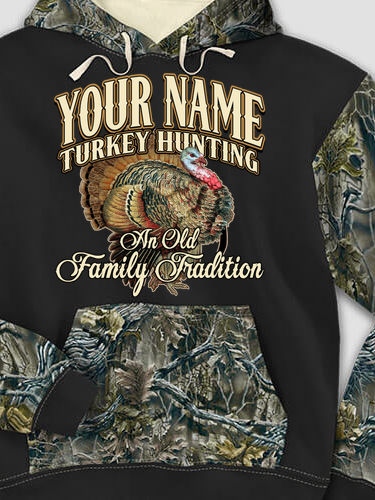 Turkey Hunting Family Tradition : Printed 2-Tone Camo Hoodies