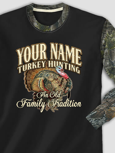 Turkey Hunting Family Tradition : Printed 2-Tone Camo Long Sleeves