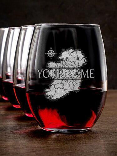 Irish Heritage : Stemless Wine Glasses - Engraved