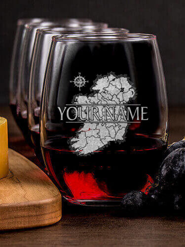 Irish Heritage : Cheese Board Wine Glass Gift Sets - Engraved