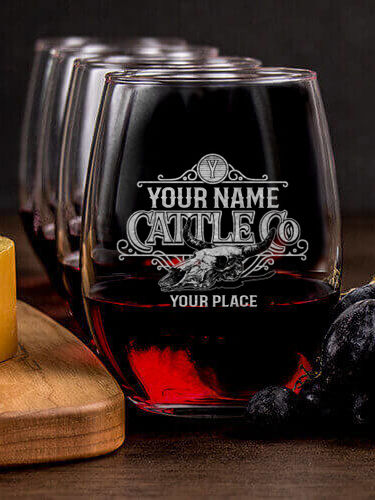 Cattle Company : Cheese Board Wine Glass Gift Sets - Engraved