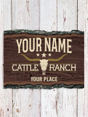 Cattle Ranch : Faux Sliced Log Plaque