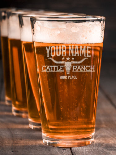 Cattle Ranch : Pint Glasses - Engraved