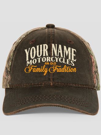 Motorcycle Family Tradition : Embroidered 2-Tone Camo Hats