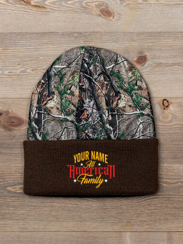 All-American Family : Embroidered 2-Tone Camo Cuffed Beanie