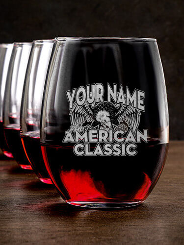 American Classic : Stemless Wine Glasses - Engraved