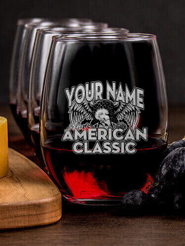 American Classic : Cheese Board Wine Glass Gift Sets - Engraved