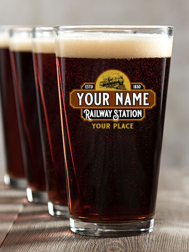 Railway Station : Pint Glasses - Color Printed