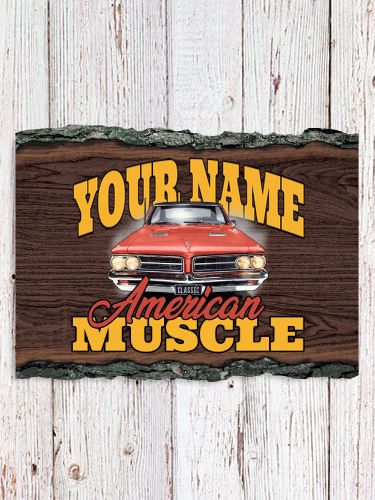 American Muscle Car : Faux Sliced Log Plaque