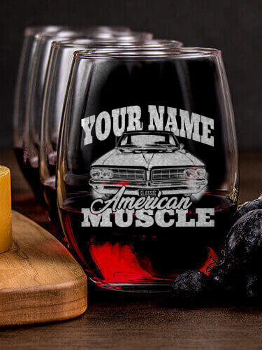 American Muscle Car : Cheese Board Wine Glass Gift Sets - Engraved