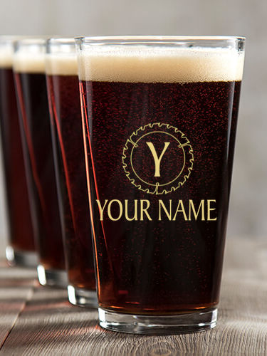 Woodworking Monogram : Pint Glasses - Color Printed