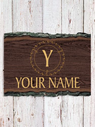 Woodworking Monogram : Faux Sliced Log Plaque