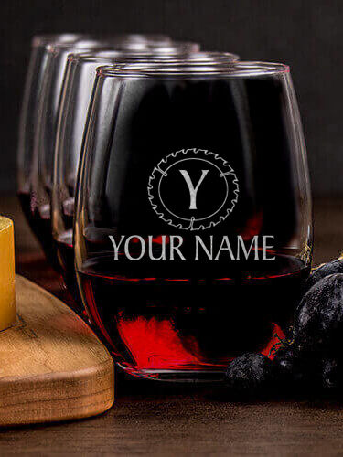 Woodworking Monogram : Cheese Board Wine Glass Gift Sets - Engraved