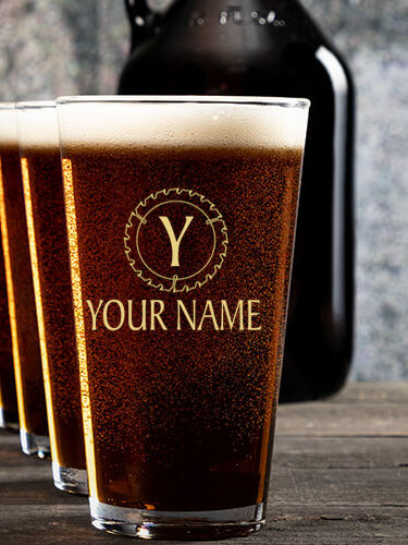 Woodworking Monogram : Growler Pint Glass Gift Sets - Color Printed