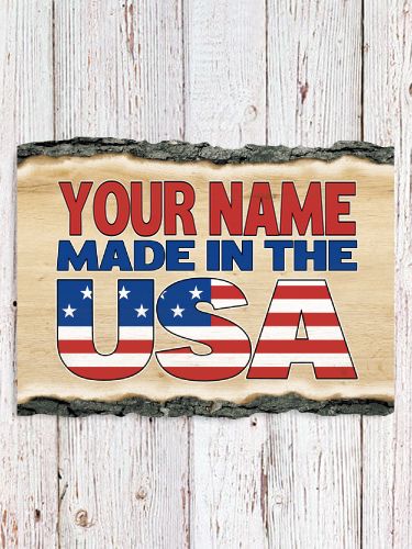 USA Family : Faux Sliced Log Plaque