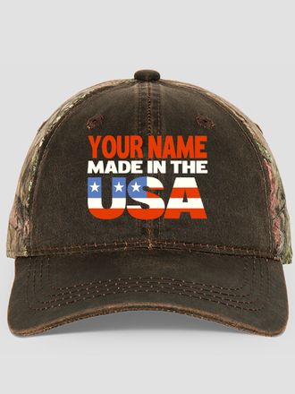 USA Family : Embroidered 2-Tone Camo Hats