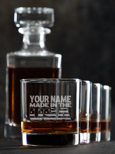 USA Family : Decanter Rocks Glass Gift Sets - Engraved