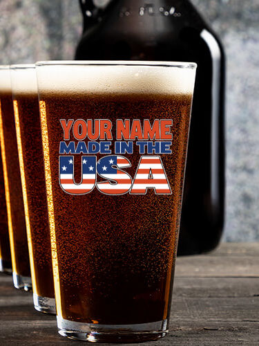 USA Family : Growler Pint Glass Gift Sets - Color Printed