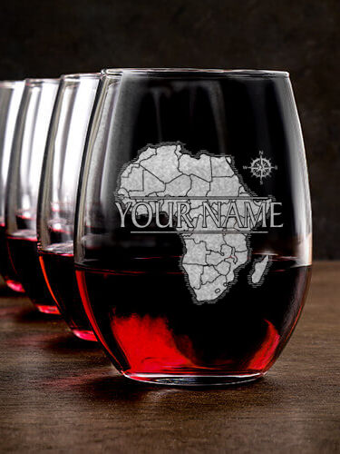 African Heritage : Stemless Wine Glasses - Engraved
