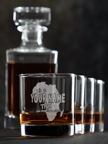 African American Thing : Decanter Rocks Glass Gift Sets - Engraved