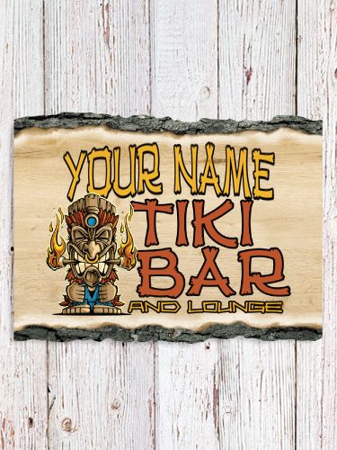 Tiki Bar : Faux Sliced Log Plaque
