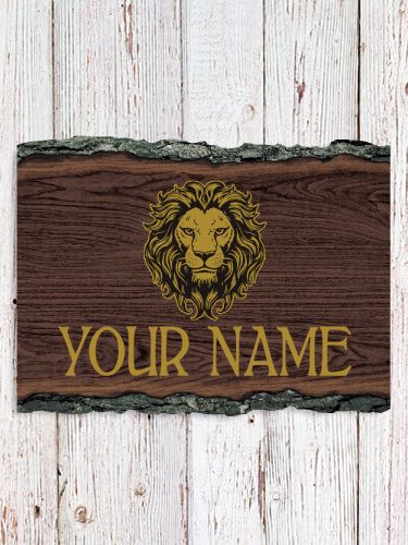 Lion : Faux Sliced Log Plaque