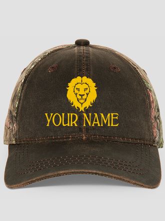Lion : Embroidered 2-Tone Camo Hats