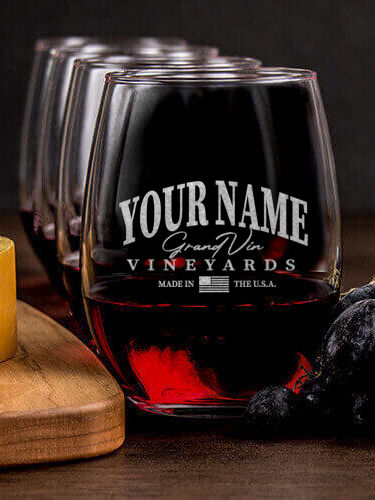 Grand Vineyards : Cheese Board Wine Glass Gift Sets - Engraved