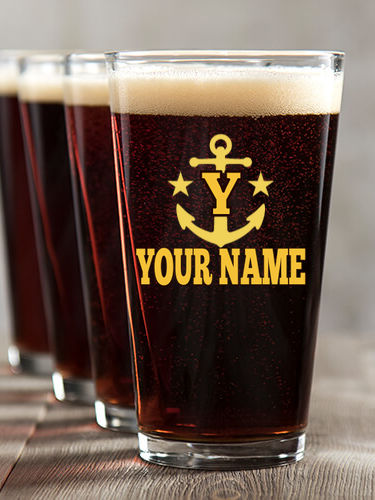 Nautical Monogram : Pint Glasses - Color Printed