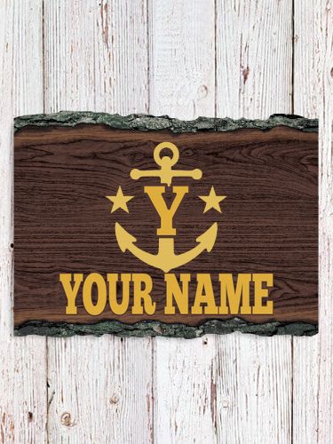 Nautical Monogram : Faux Sliced Log Plaque