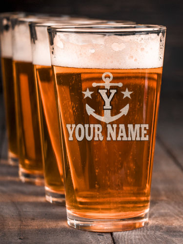Nautical Monogram : Pint Glasses - Engraved
