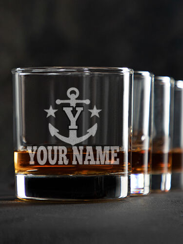 Nautical Monogram : Rocks Glasses - Engraved