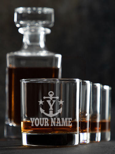 Nautical Monogram : Decanter Rocks Glass Gift Sets - Engraved