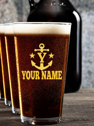 Nautical Monogram : Growler Pint Glass Gift Sets - Color Printed