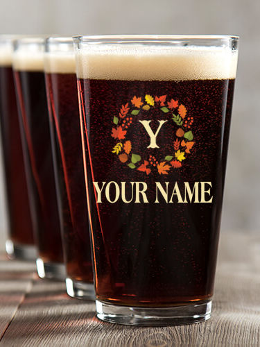 Fall Monogram : Pint Glasses - Color Printed