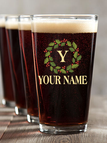 Christmas Monogram : Pint Glasses - Color Printed