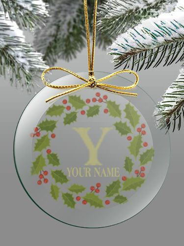 Christmas Monogram : 4 Inch Round Glass Ornament