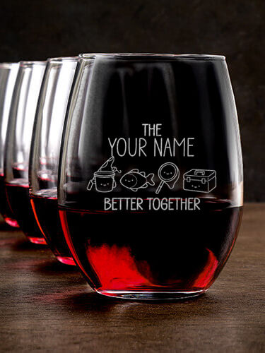 Better Together Fishing : Stemless Wine Glasses - Engraved