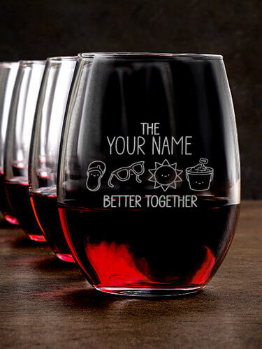 Better Together Vacation : Stemless Wine Glasses - Engraved