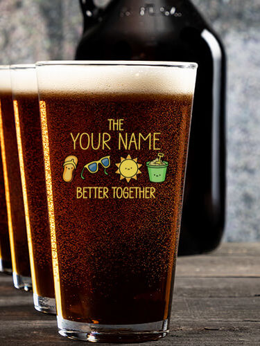 Better Together Vacation : Growler Pint Glass Gift Sets - Color Printed