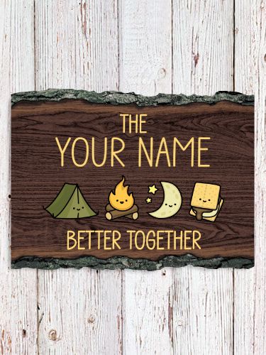Better Together Camping : Faux Sliced Log Plaque