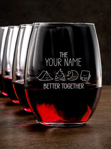 Better Together Camping : Stemless Wine Glasses - Engraved
