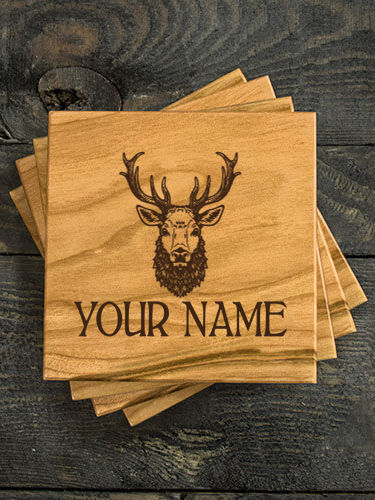 Old Stag : Coasters - Engraved