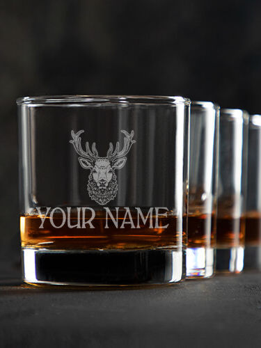 Old Stag : Rocks Glasses - Engraved