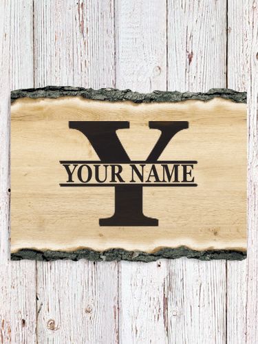 Family Monogram : Faux Sliced Log Plaque