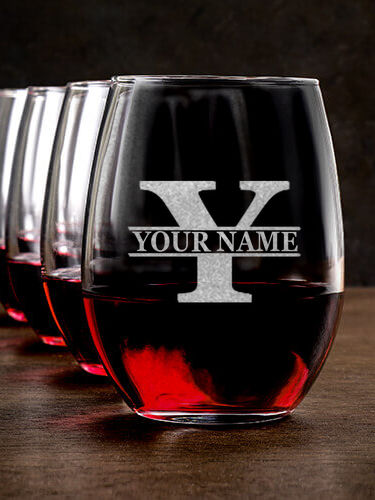 Family Monogram : Stemless Wine Glasses - Engraved